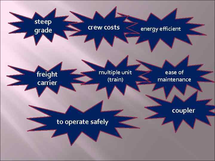 steep grade crew costs freight carrier multiple unit (train) energy efficient ease of maintenance