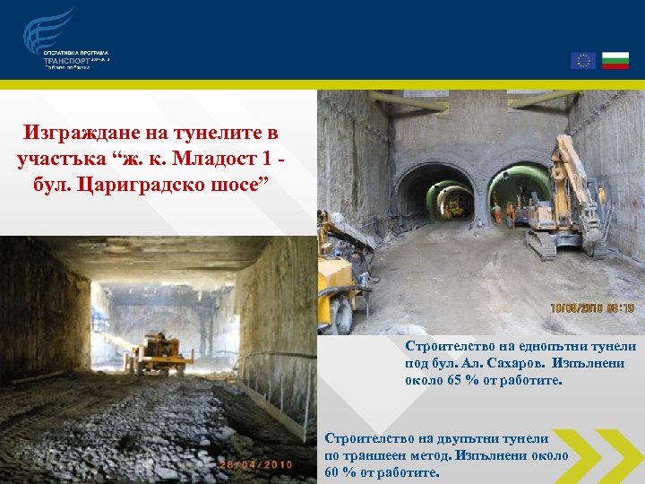 Изграждане на тунелите в участъка “ж. к. Младост 1 бул. Цариградско шосе” Строителство на