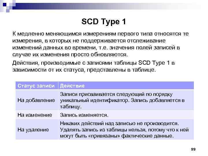 SCD Type 1 К медленно меняющимся измерениям первого типа относятся те измерения, в которых