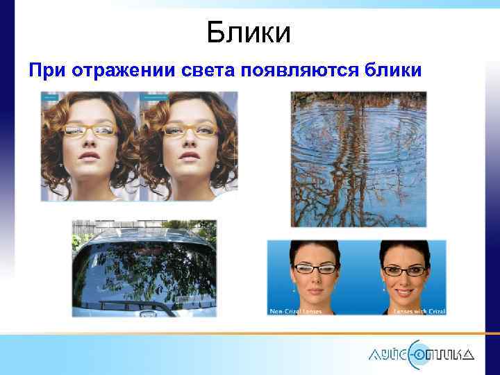 Блики При отражении света появляются блики 