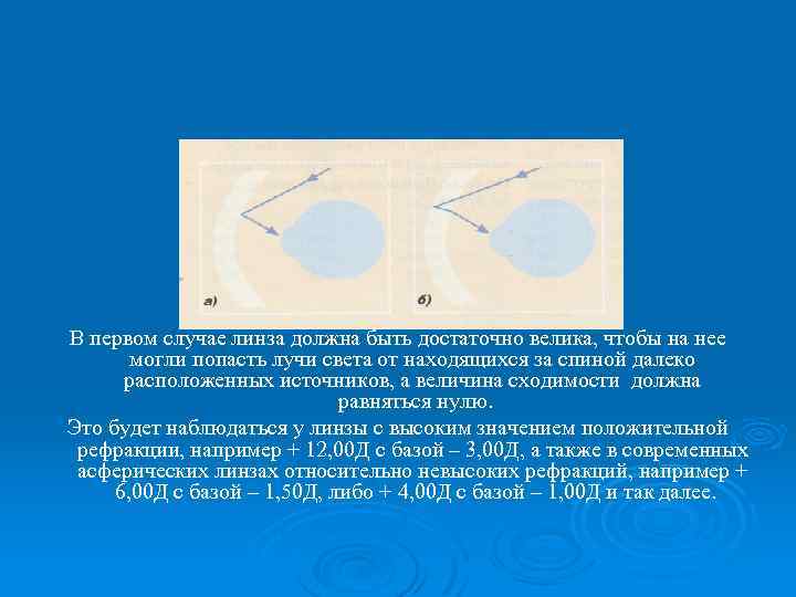 В первом случае линза должна быть достаточно велика, чтобы на нее могли попасть лучи