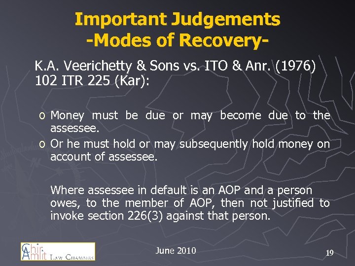 Important Judgements -Modes of Recovery. K. A. Veerichetty & Sons vs. ITO & Anr.