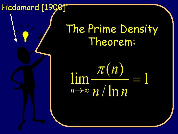 Hadamard [1900] The Prime Density Theorem: 