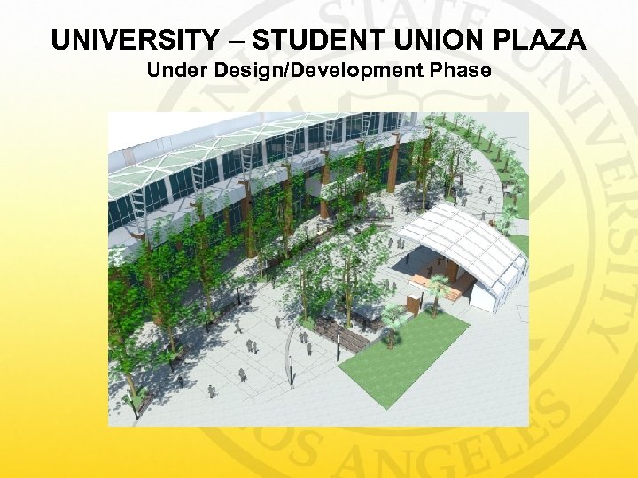 UNIVERSITY – STUDENT UNION PLAZA Under Design/Development Phase 