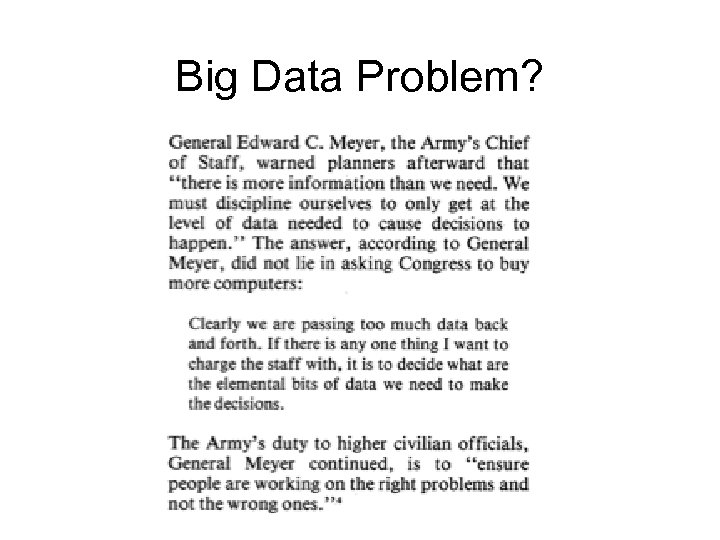 Big Data Problem? 