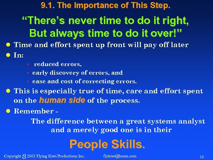 9. 1. The Importance of This Step. “There’s never time to do it right,