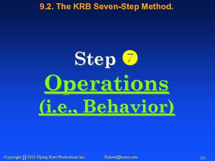 9. 2. The KRB Seven-Step Method. Step Operations (i. e. , Behavior) Copyright 8