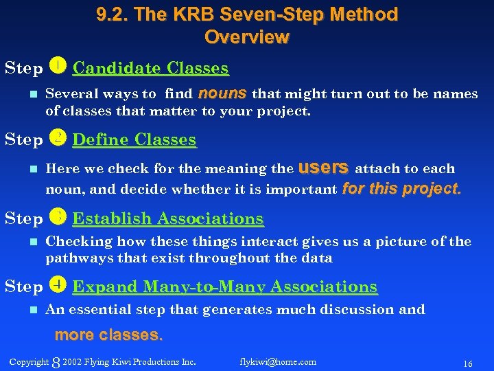 9. 2. The KRB Seven-Step Method Overview Step Candidate Classes n Several ways to
