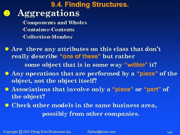 9. 4. Finding Structures. Aggregations s. Components and Wholes s. Container-Contents s. Collection-Member l