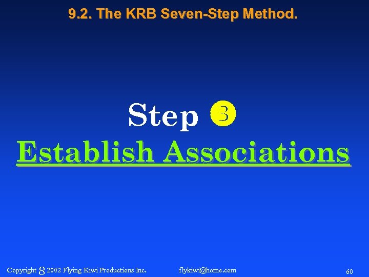 9. 2. The KRB Seven-Step Method. Step Establish Associations Copyright 8 2002 Flying Kiwi