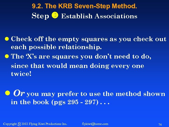 9. 2. The KRB Seven-Step Method. Step Establish Associations l Check off the empty