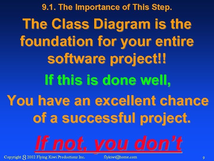 9. 1. The Importance of This Step. The Class Diagram is the foundation for