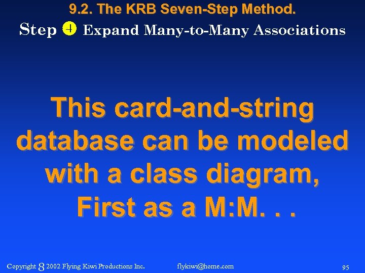 9. 2. The KRB Seven-Step Method. Step Expand Many-to-Many Associations This card-and-string database can