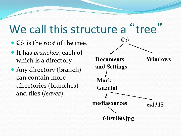 We call this structure a “tree” C:  is the root of the tree.