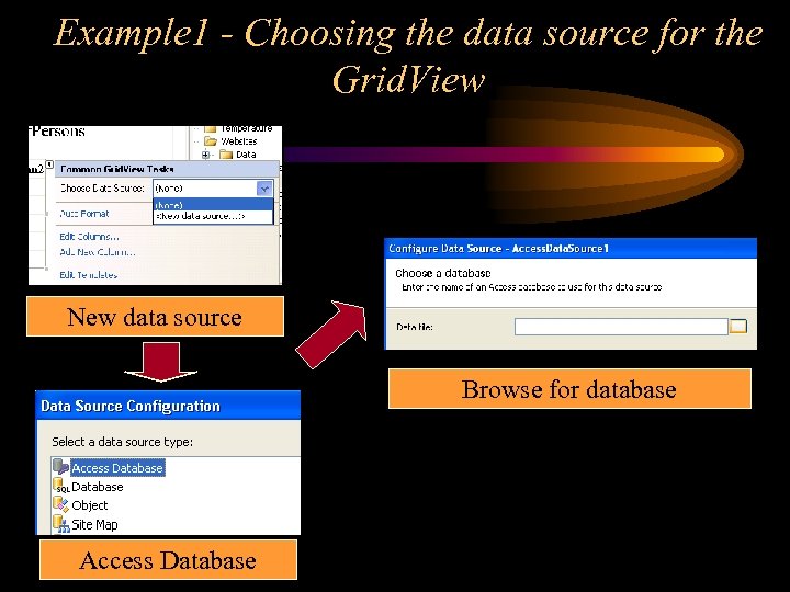 Example 1 - Choosing the data source for the Grid. View New data source