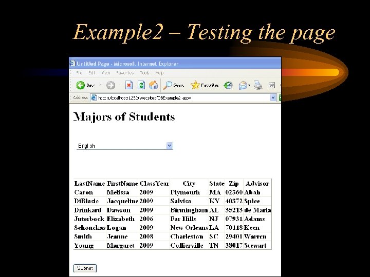 Example 2 – Testing the page 