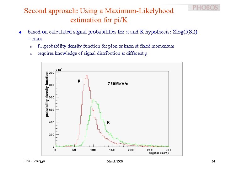 Second approach: Using a Maximum-Likelyhood estimation for pi/K l based on calculated signal probabilities