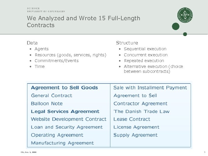 We Analyzed and Wrote 15 Full-Length Contracts Data • • Agents Resources (goods, services,