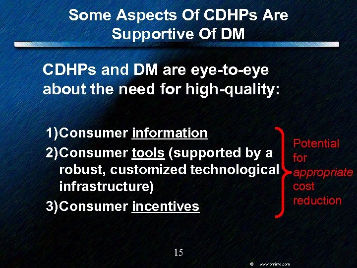 Some Aspects Of CDHPs Are Supportive Of DM CDHPs and DM are eye-to-eye about