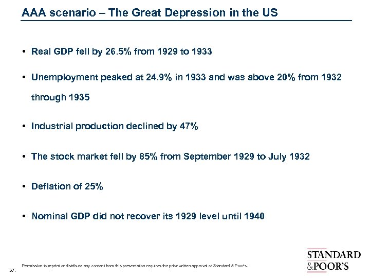 AAA scenario – The Great Depression in the US • Real GDP fell by