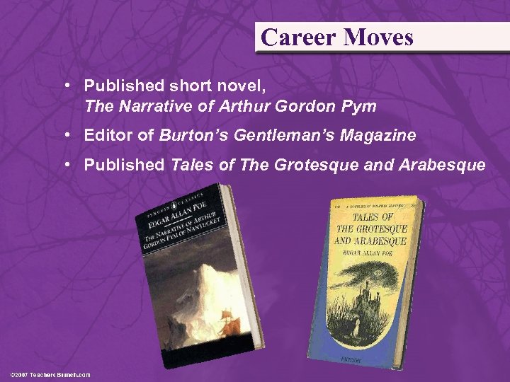 Career Moves • Published short novel, The Narrative of Arthur Gordon Pym • Editor