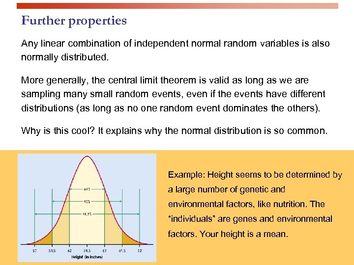 Further properties Any linear combination of independent normal random variables is also normally distributed.