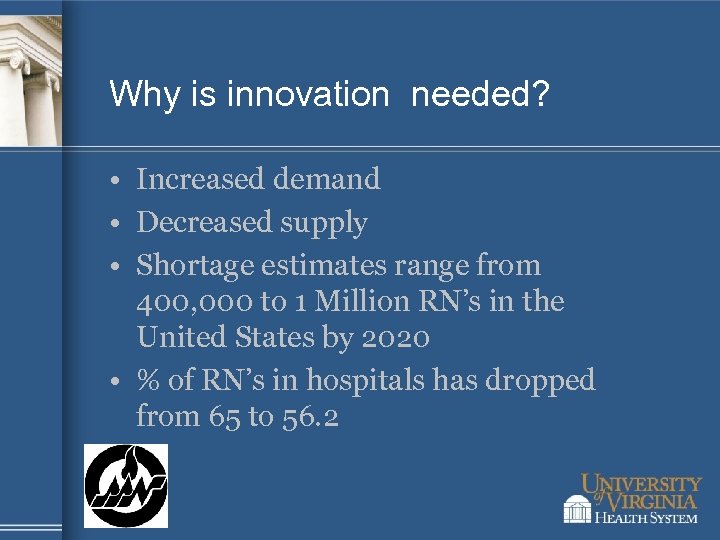 Why is innovation needed? • Increased demand • Decreased supply • Shortage estimates range
