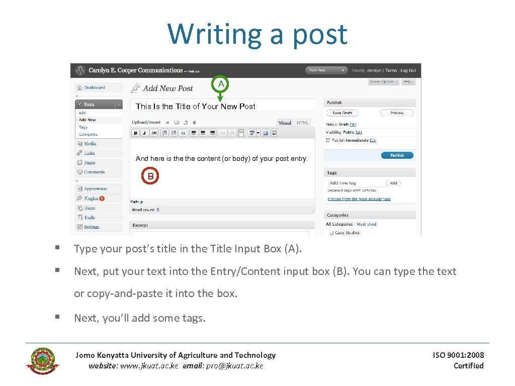 Writing a post A This Is the Title of Your New Post And here