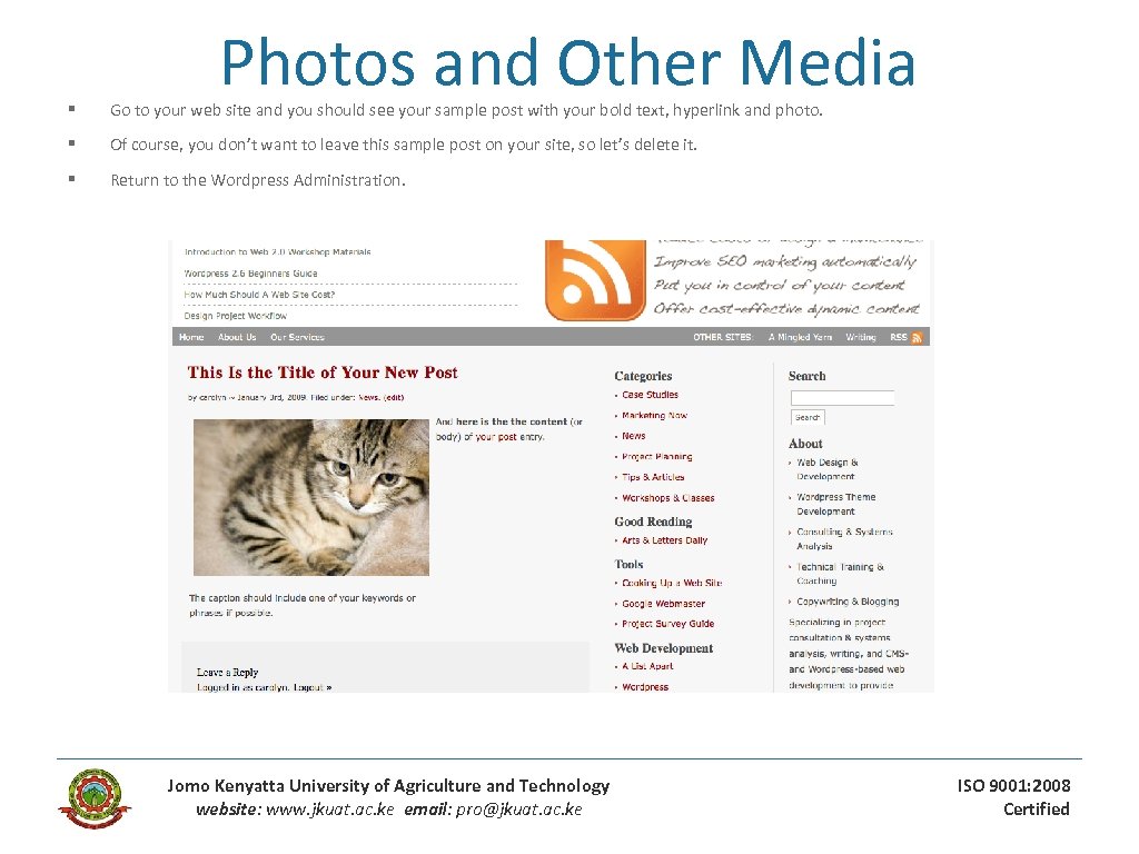 Photos and Other Media § Go to your web site and you should see