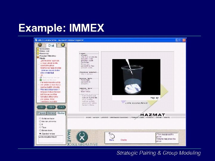 Example: IMMEX Strategic Pairing & Group Modeling 