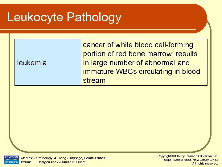 Leukocyte Pathology leukemia cancer of white blood cell-forming portion of red bone marrow; results