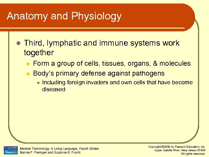 Anatomy and Physiology l Third, lymphatic and immune systems work together l l Form