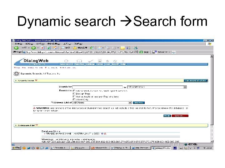 Dynamic search Search form 