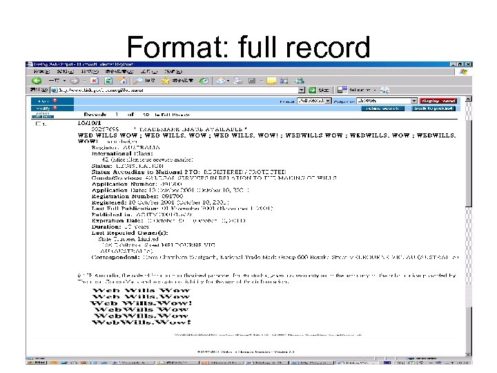 Format: full record 