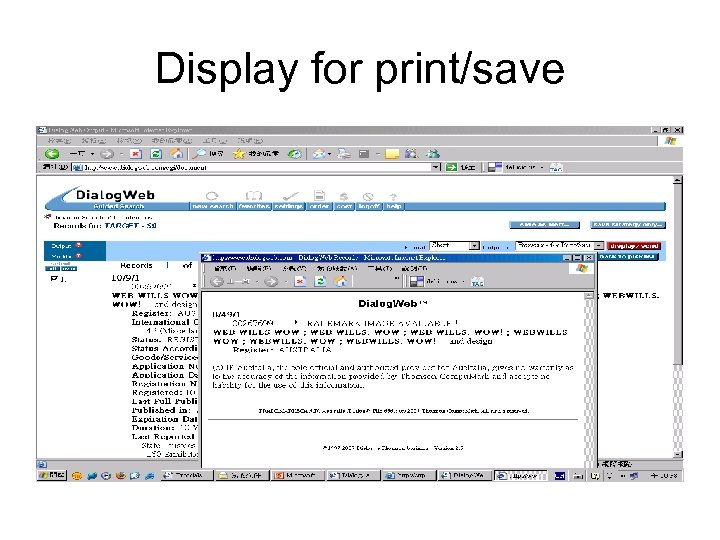 Display for print/save 
