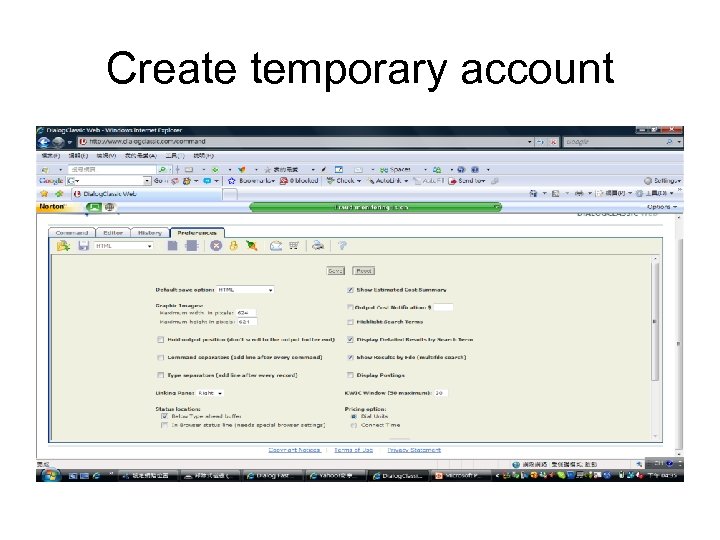 Create temporary account 