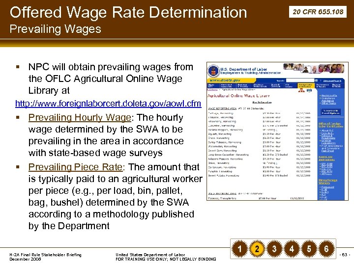 Offered Wage Rate Determination 20 CFR 655. 108 Prevailing Wages § NPC will obtain