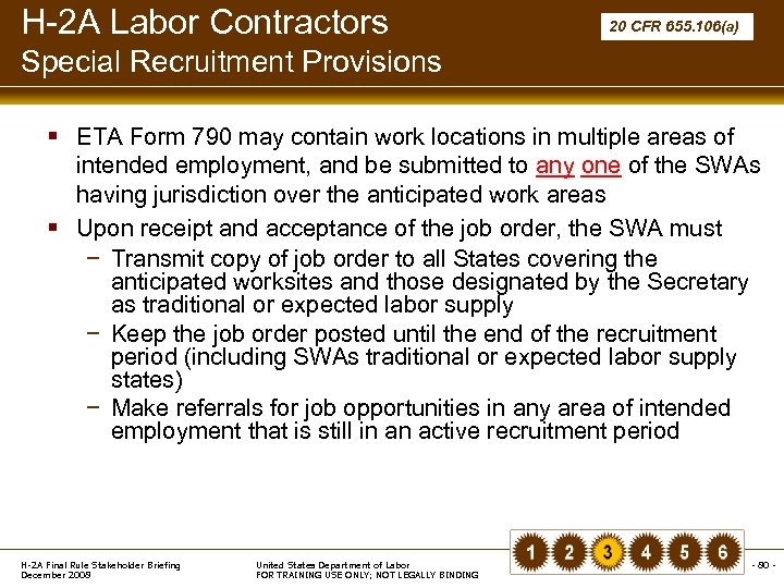 H-2 A Labor Contractors 20 CFR 655. 106(a) Special Recruitment Provisions § ETA Form