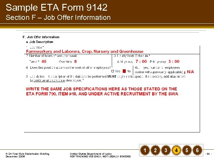 Sample ETA Form 9142 Section F – Job Offer Information H-2 A Final Rule