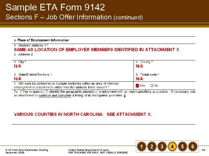 Sample ETA Form 9142 Sections F – Job Offer Information (continued) H-2 A Final