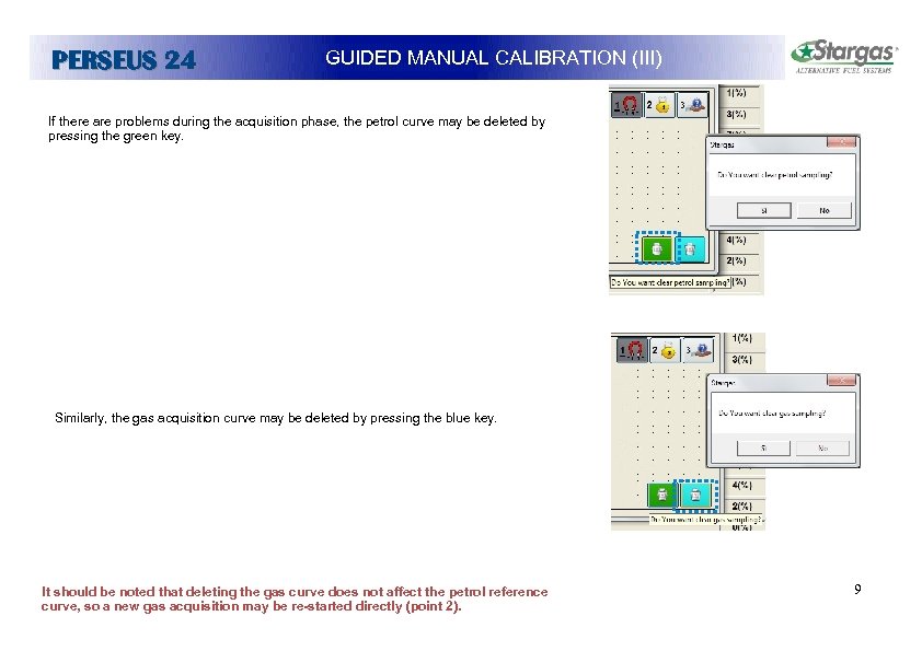 PERSEUS 24 GUIDED MANUAL CALIBRATION (III) If there are problems during the acquisition phase,