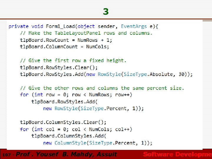 3 107 - Prof. Yousef B. Mahdy, Assuit Software Developmen Software Developme 