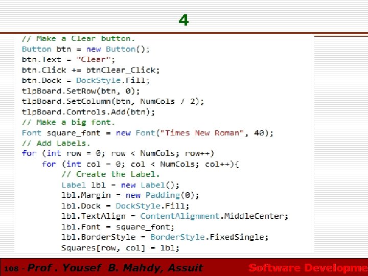4 108 - Prof. Yousef B. Mahdy, Assuit Software Developmen Software Developme 