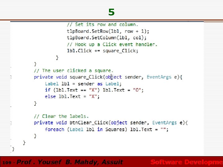 5 109 - Prof. Yousef B. Mahdy, Assuit Software Developmen Software Developme 