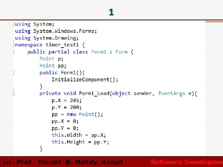 1 115 - Prof. Yousef B. Mahdy, Assuit Software Developmen Software Developme 