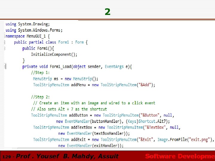 2 129 - Prof. Yousef B. Mahdy, Assuit Software Developmen Software Developme 