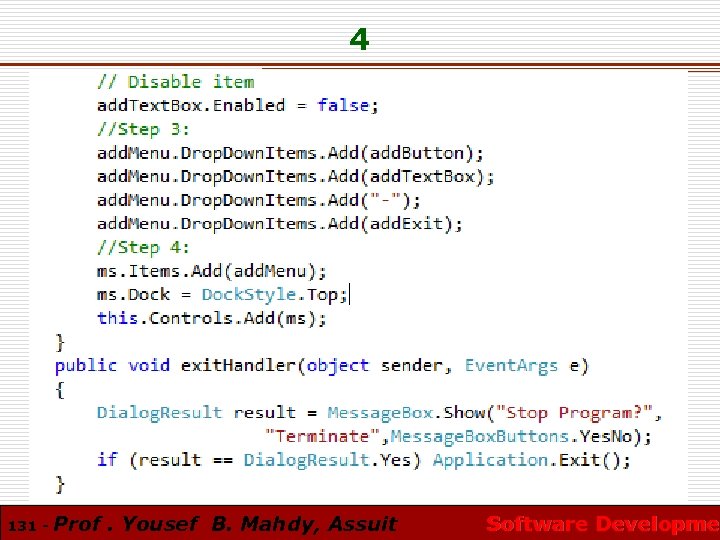 4 131 - Prof. Yousef B. Mahdy, Assuit Software Developmen Software Developme 