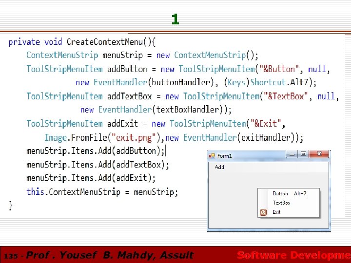 1 n In the next step, 135 - Prof. Yousef B. Mahdy, Assuit Software