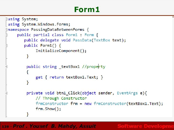 Form 1 139 - Prof. Yousef B. Mahdy, Assuit Software Developmen Software Developme 
