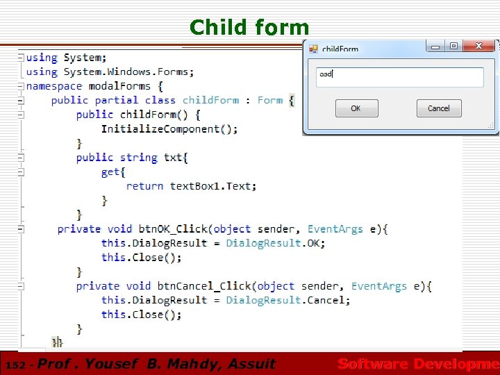 Child form 152 - Prof. Yousef B. Mahdy, Assuit Software Developmen Software Developme 